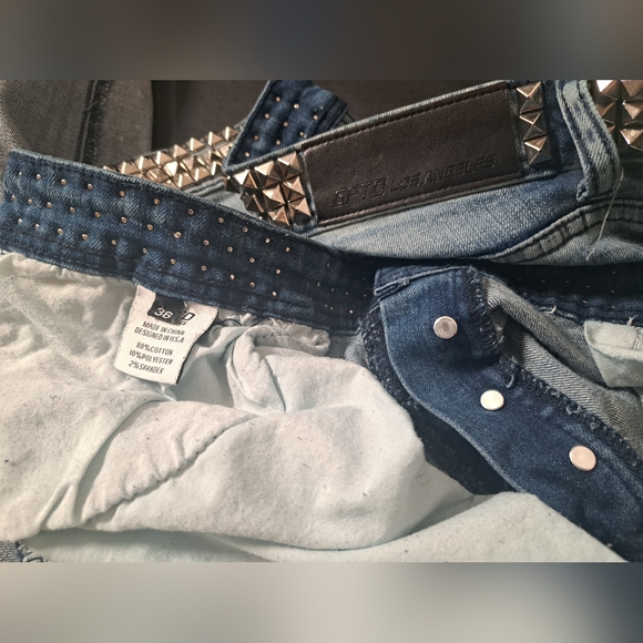 GFTD Los Angeles Distress Rip Studded Waist, Men's Jeans Size 36. - Picture 3 of 16
